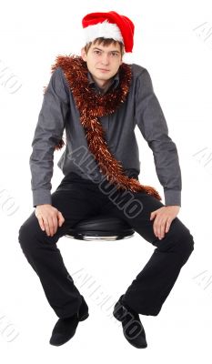 man wearing Santa hat