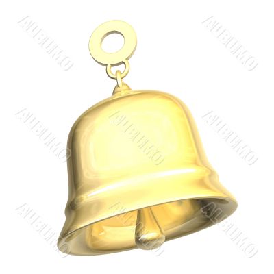 golden bell with white background 3D made