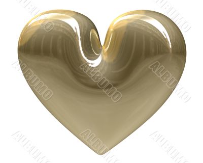 golden heart with white background 3D made