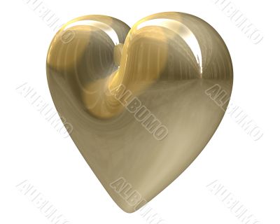 golden heart with white background 3D made