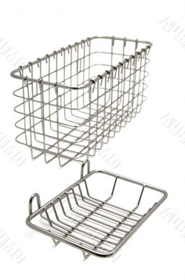 soap box and basket on white