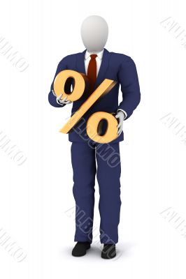 3d human holding a percent