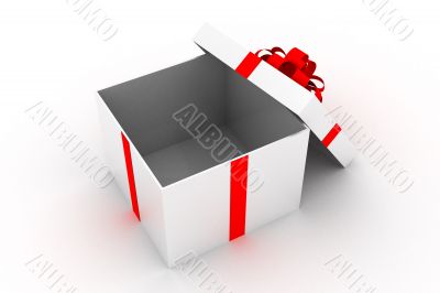 Opened present box isolated on white background