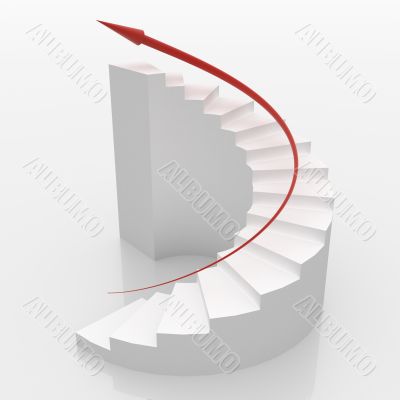White spiral stairs to success