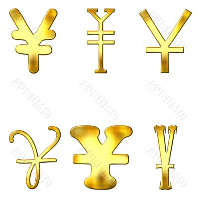 Eccentric Golden Yen Symbols