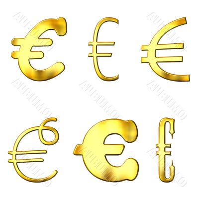 Eccentric Golden Euro Symbols