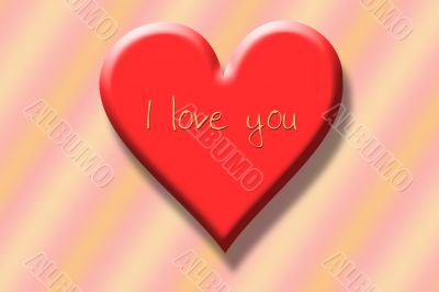 red heart with inscription `I love you`