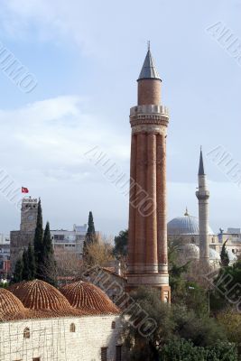 Minartet and clock tower in Antalya