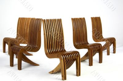 Five Modern side chairs