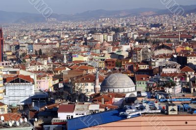 Mosque and many houses in Bursa