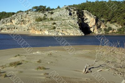 River and sand beach