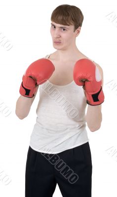 The thin boxer in gloves