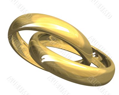 wedding rings in gold - 3D made