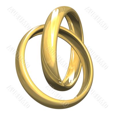 wedding rings in gold 3D