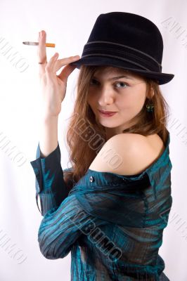 The girl with a cigarette