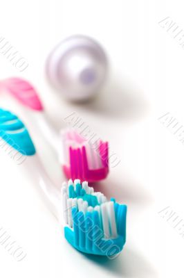 toothpaste and toothbrushes