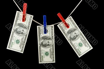 paper currency on black background