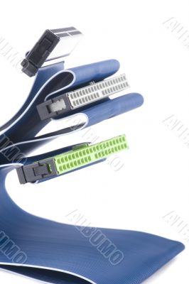 Blue computer cable close up