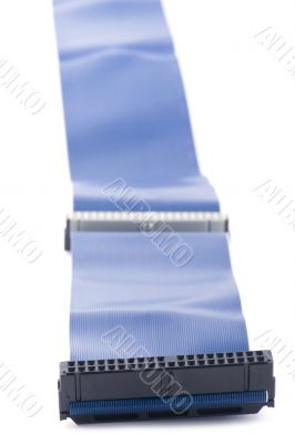 Blue computer cable on white