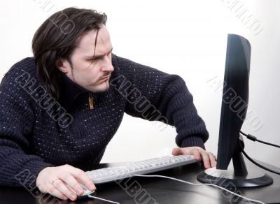 man work with comp