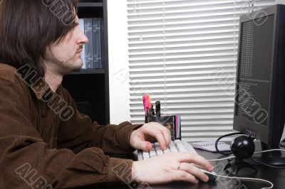 man work with comp