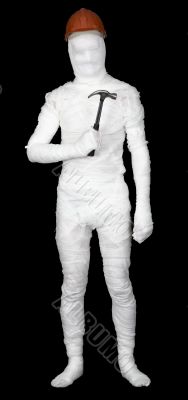 Mummy on helmet with hammer