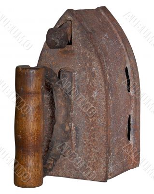isolated rusty vintage charcoal iron