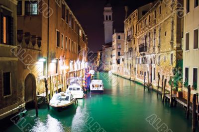 Venetian canal at night