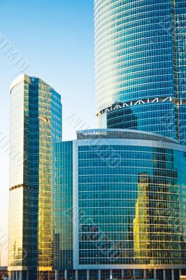 Skyscrapers at sunset