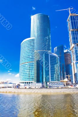 Business skyscrapers and reflections