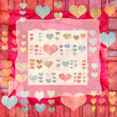  Red background with colorful hearts