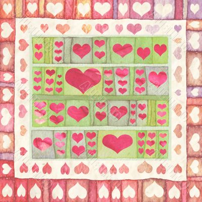 Background with red and white hearts