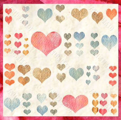 colored background with hearts of different colors