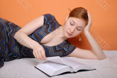 The woman reading the book