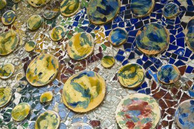 Detail of the ceramics from the Casa Batllo in Barcelona, Spain