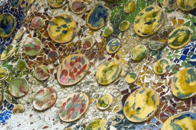 Detail of the ceramics from the Casa Batllo in Barcelona, Spain