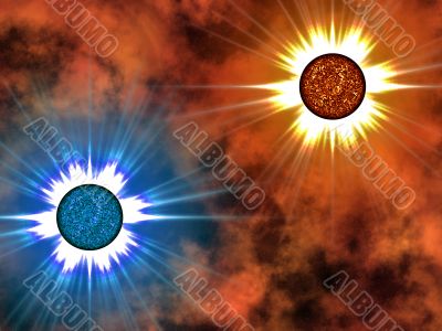 Golden star in space.