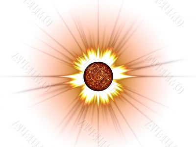 Golden star in space.