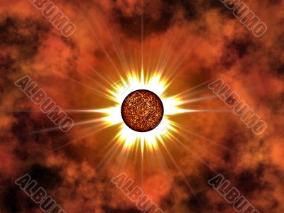 Golden star in space.