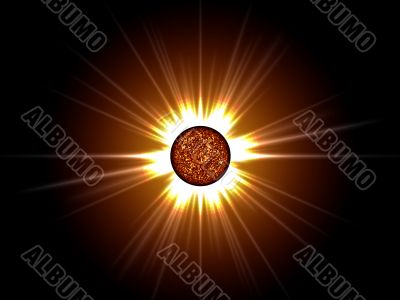 Golden star in space.