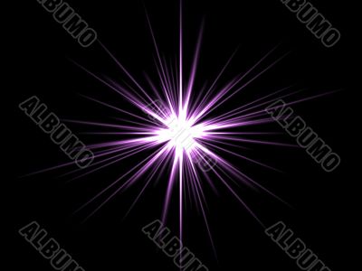 Violet star on a black background.