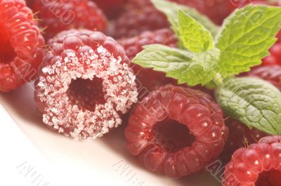 sweet raspberries and fresh mint