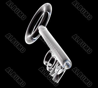key in glass, COM text 3d made
