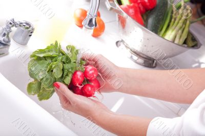 Woman Washing Radish