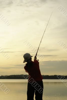 Early morning fishing lady