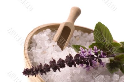 aroma bath. sea salt with herbs