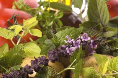 cut fresh herbs and vegatables