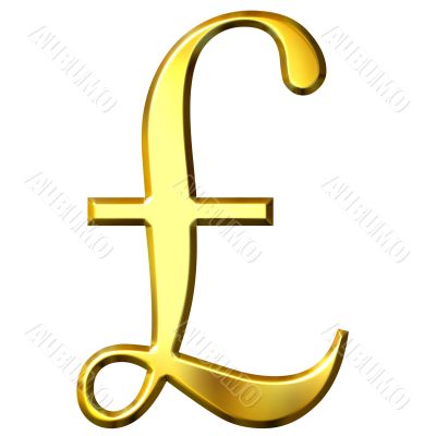 3D Golden Pound Symbol