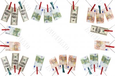 different paper currency on white