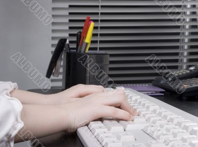 small hands on pc keyboard